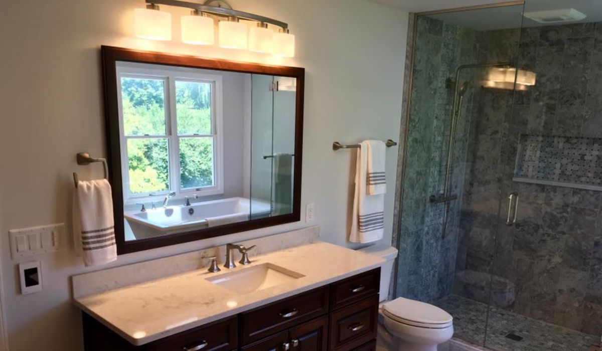 bathroom sink with a mirror